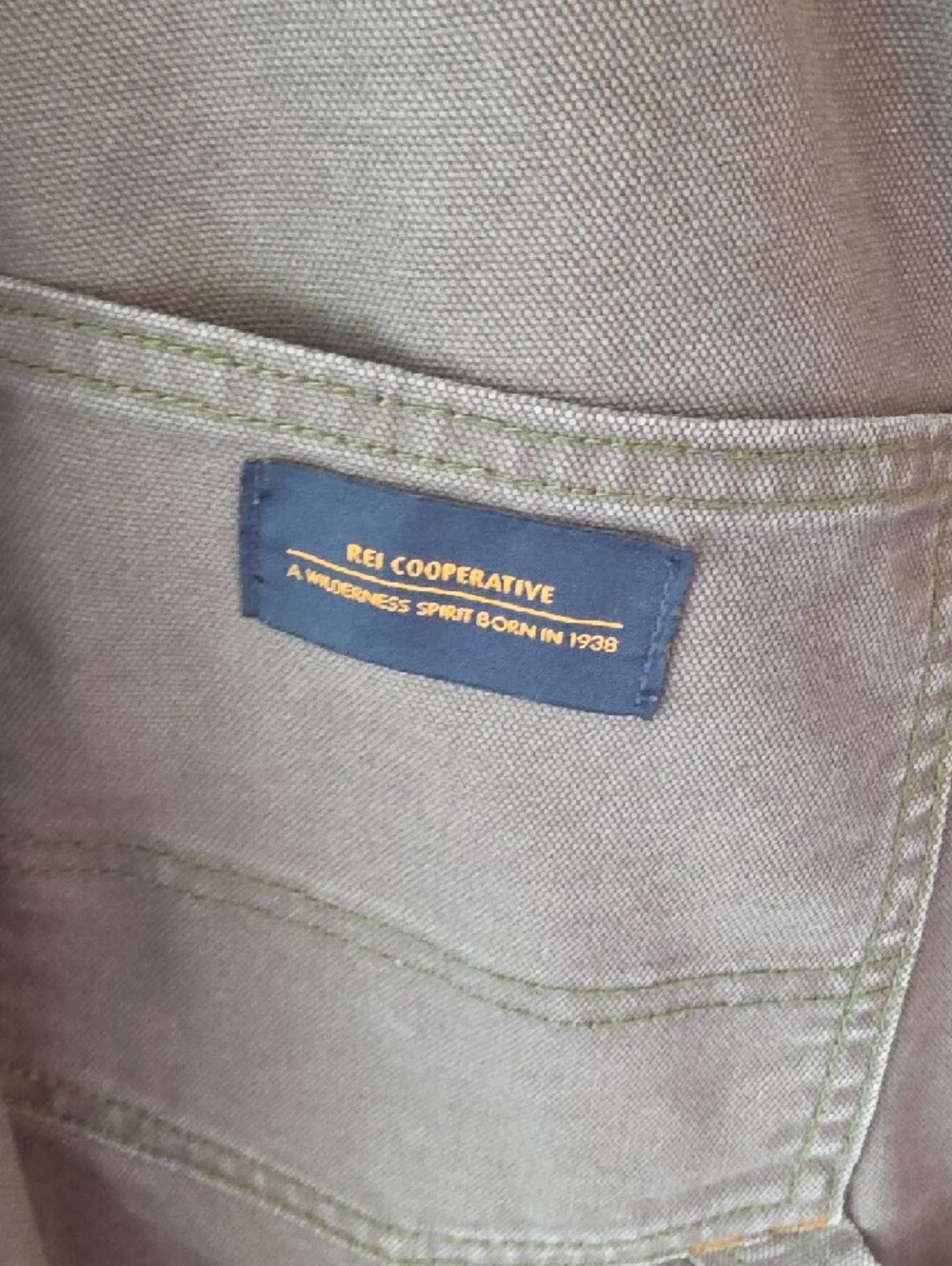 REI Olive Green Women's Denim Overalls - Picture 4 of 8